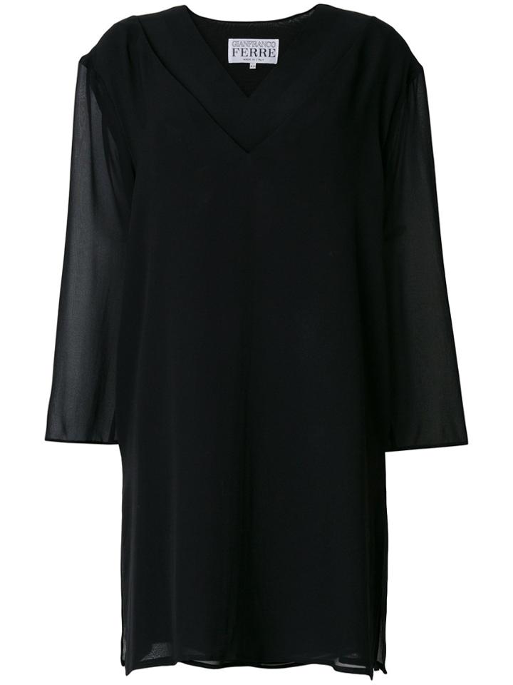 Gianfranco Ferre Vintage Sheer Panel Dress - Black