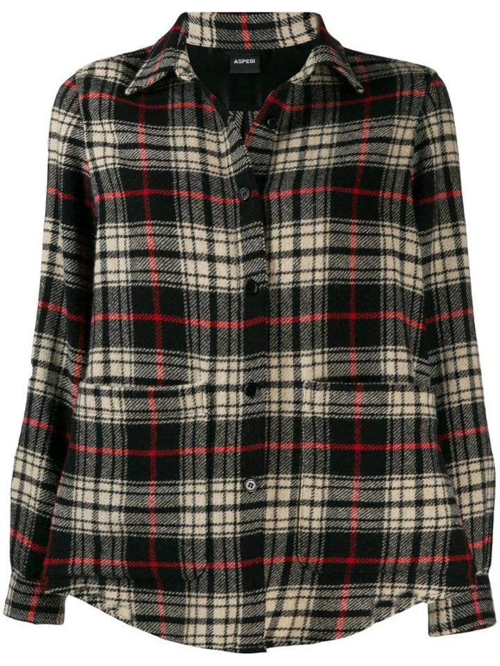 Aspesi Checked Front Pocket Shirt - Black
