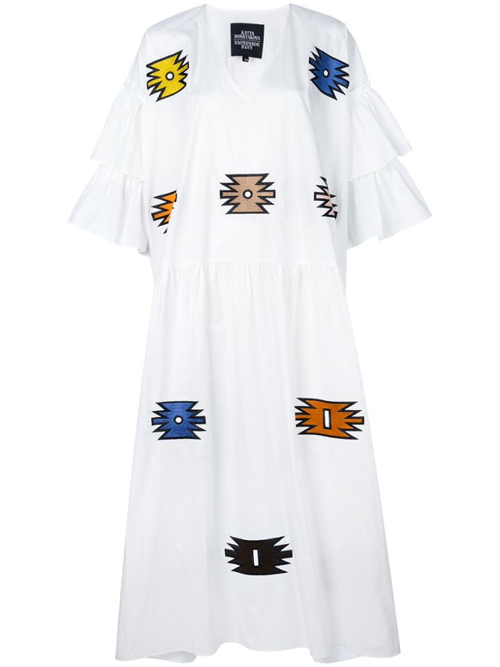 Katya Dobryakova Ornamented Oversized Kaftan - White