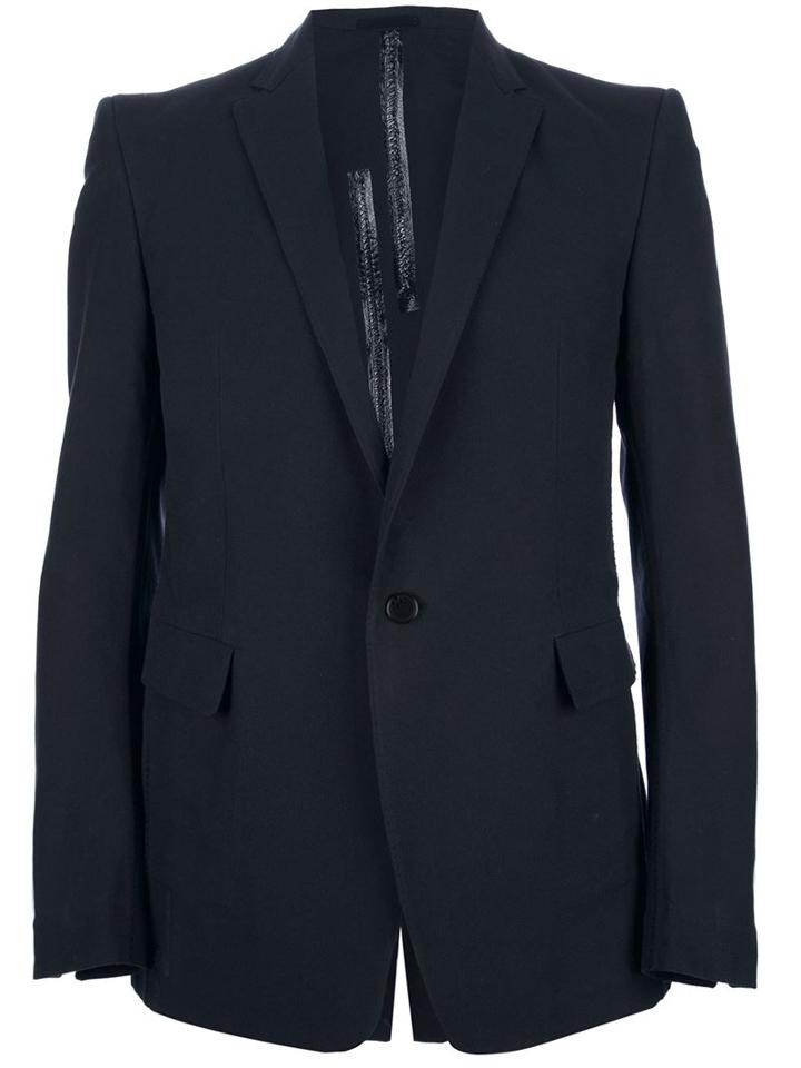 Carol Christian Poell Contrast Single Button Blazer, Men's, Size: 52, Black, Cotton