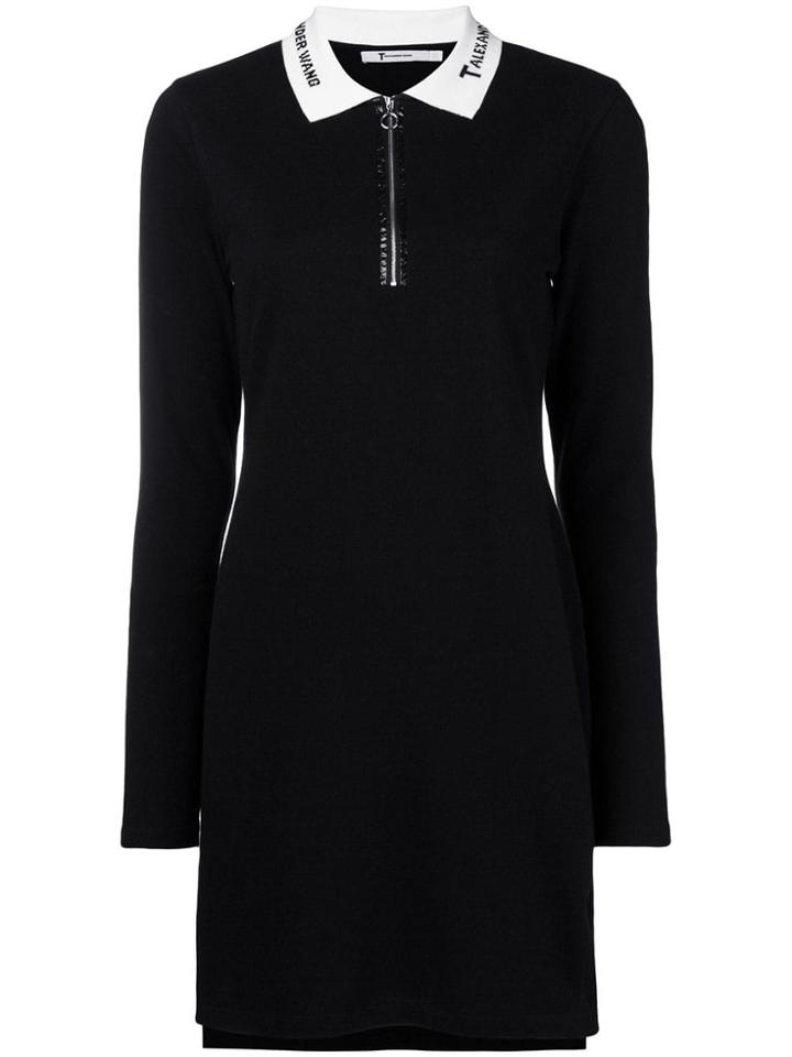 T By Alexander Wang Quarter Zip Polo Dress - Black