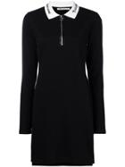 T By Alexander Wang Quarter Zip Polo Dress - Black