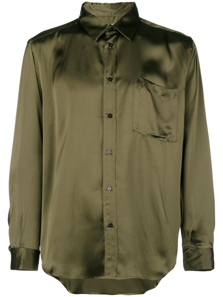 Msgm Rear-logo Fitted Shirt - Green