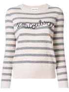 Semicouture Striped Embroidered Logo Sweater - Nude & Neutrals
