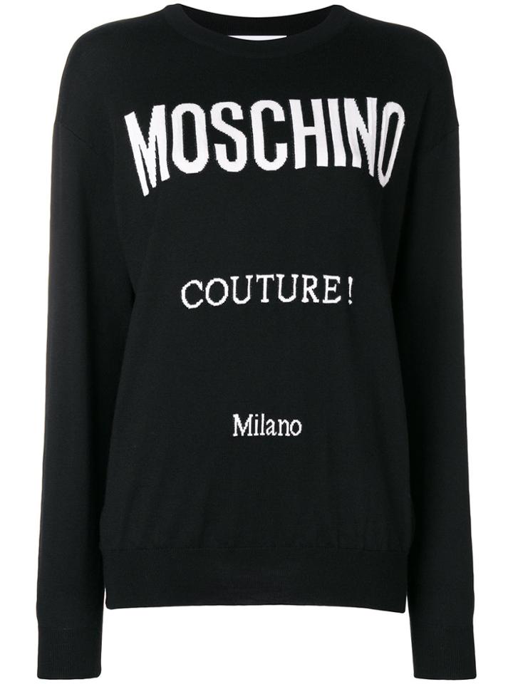 Moschino Intarsia Logo Sweater - Black