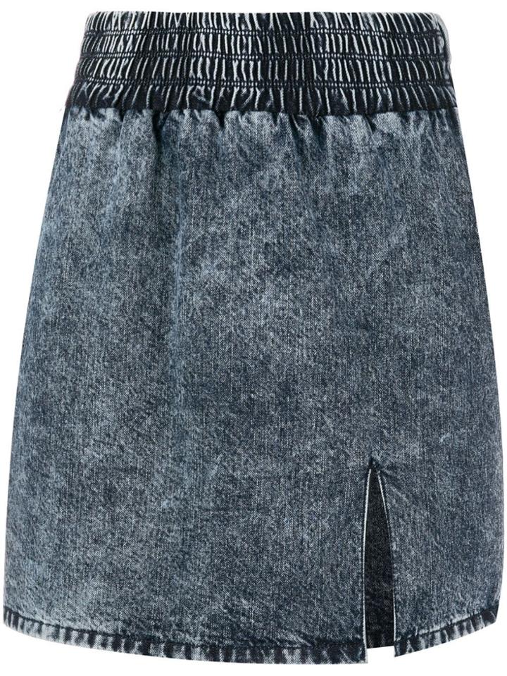 Miu Miu Stained Denim Skirt - Blue