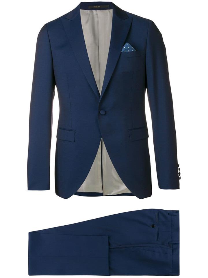 Paoloni Slim Fit Tailored Suit - Blue