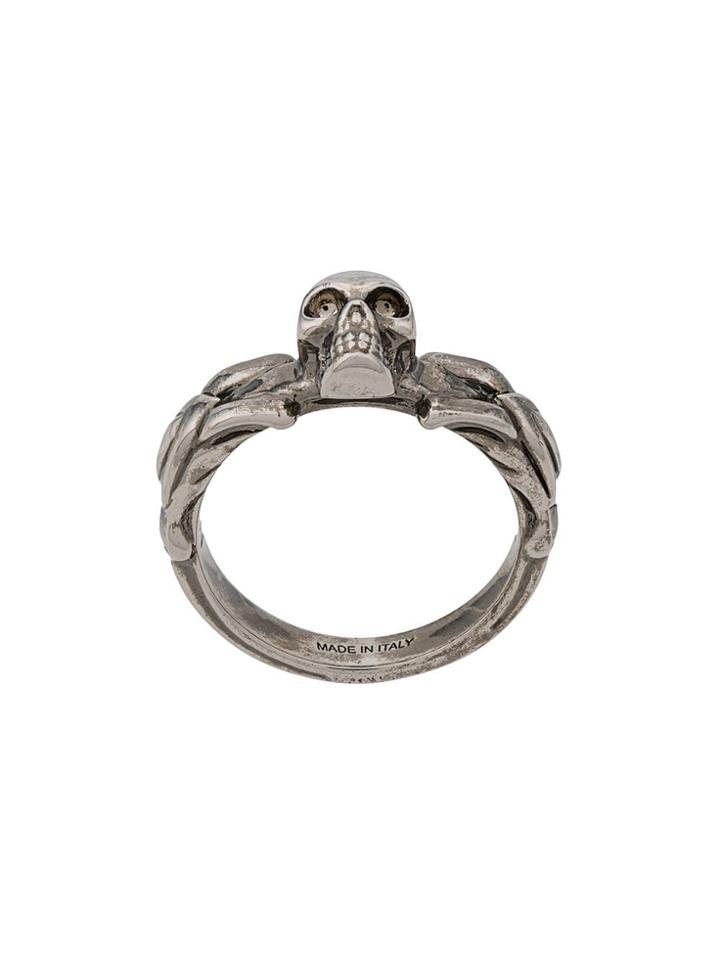 Alexander Mcqueen Skull Detail Ring - Silver