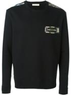 Valentino Native Couture Beaded Sweatshirt, Men's, Size: M, Black, Cotton/polyamide