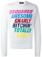 Dsquared2 Slogan Crew Neck Sweatshirt, Men's, Size: Xl, White, Cotton