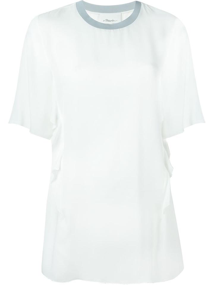 3.1 Phillip Lim Picot Edge Ruffled Top, Women's, Size: 2, White, Silk/spandex/elastane/viscose