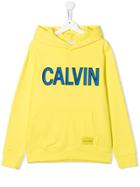 Calvin Klein Kids Teen Logo Print Hoodie - Yellow