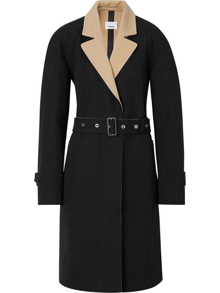 Burberry Two-tone Tropical Gabardine Belted Car Coat - Black