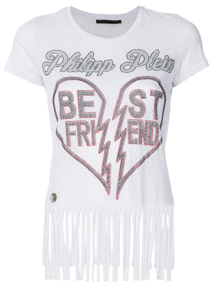 Philipp Plein - Fringed T-shirt - Women - Cotton/polyester - S, White, Cotton/polyester