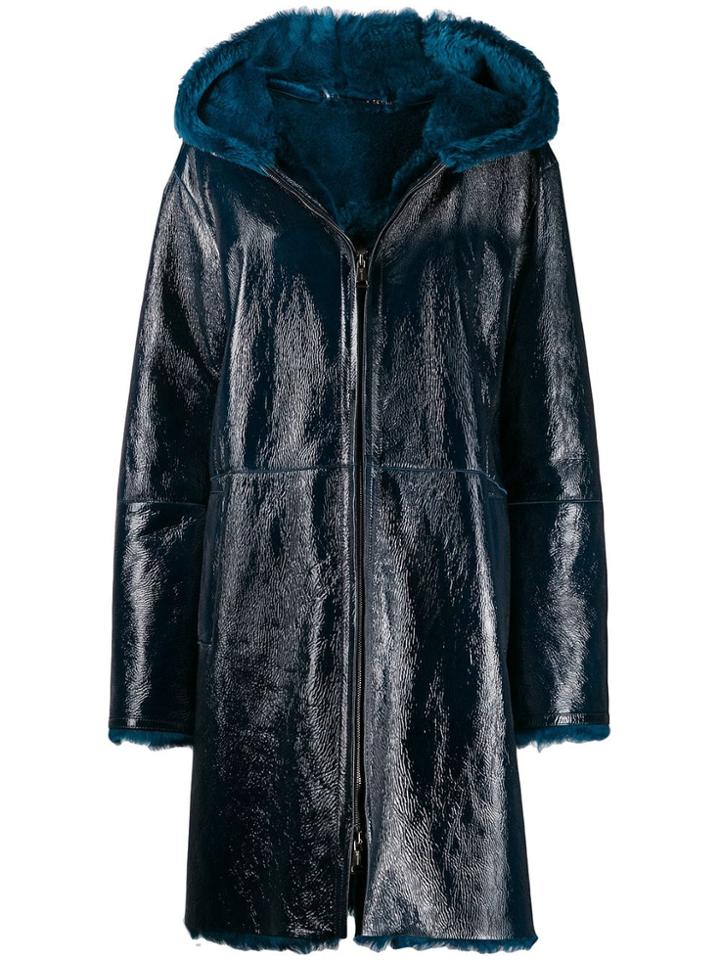 Manzoni 24 Fur-trimmed Coat - Blue