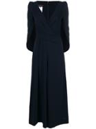Talbot Runhof Draped Cape Style Jumpsuit - Blue