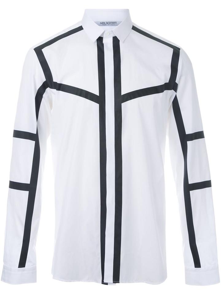 Neil Barrett Contour Detail Shirt, Men's, Size: 39, White, Cotton