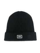 Fay Kids Teen Logo Embroidered Beanie Hat - Black