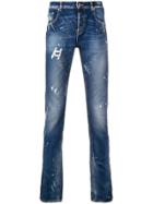 Les Hommes Distressed Skinny Jeans - Blue