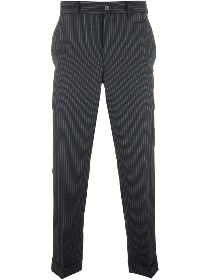 Comme Des Garçons Homme Plus Pinstriped Cropped Trousers