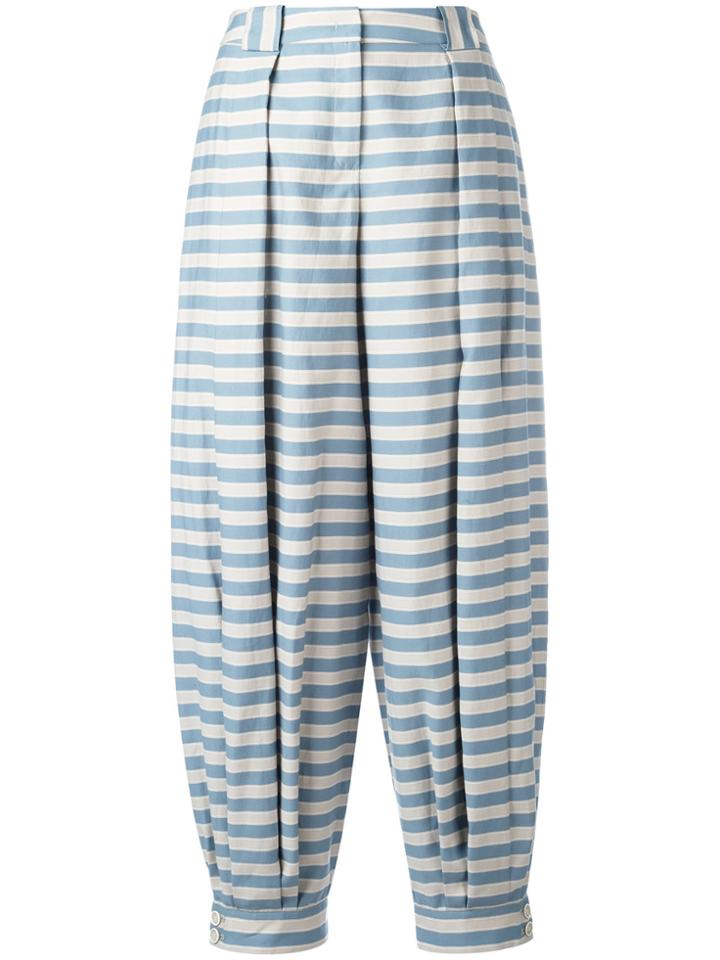 Jil Sander Navy Striped Tapered Pants - Blue