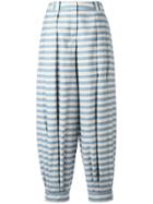 Jil Sander Navy Striped Tapered Pants - Blue