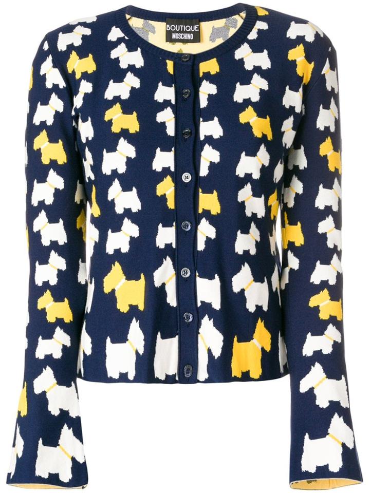 Boutique Moschino Dog Pattern Buttoned Cardigan - Blue