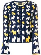 Boutique Moschino Dog Pattern Buttoned Cardigan - Blue