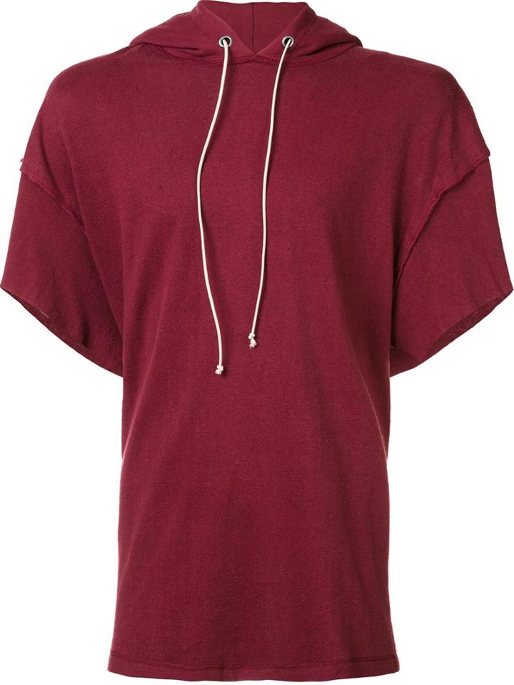 Mr. Completely Shortsleeved Hoodie, Men's, Size: Large, Red, Cotton