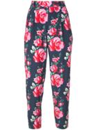 Fleur Du Mal Tapered Floral Print Trousers - Blue