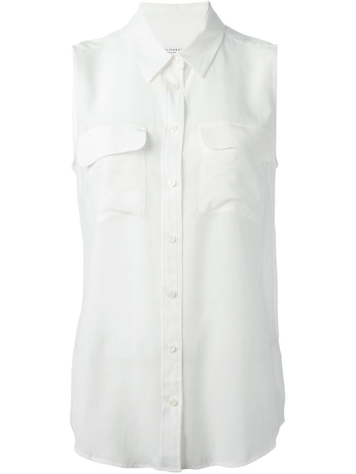 Equipment Sleeveless Shirt, Women's, Size: Large, White, Silk