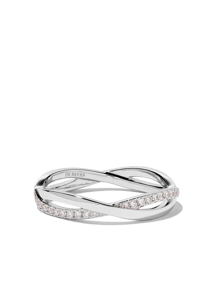De Beers 18kt White Gold Infinity Half Pave Diamond Band