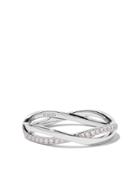 De Beers 18kt White Gold Infinity Half Pave Diamond Band