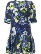 Erdem Floral Print Silk Dress - Blue