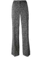 Luisa Cerano Plaid Straight Leg Trousers, Women's, Size: 36, Black, Cotton/spandex/elastane