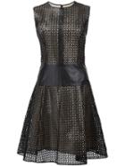 Carolina Herrera Perforated Leather Dress, Women's, Size: 4, Black, Silk/lamb Skin/polyester