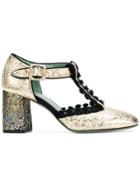 Paola D'arcano Embroidered Metallic Pumps