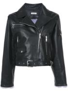 Natasha Zinko Biker Jacket With Fur Cuffs - Black