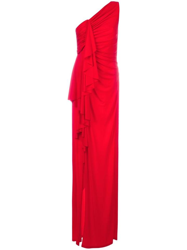 Givenchy Gathered One Shoulder Gown, Women's, Size: 38, Red, Viscose/spandex/elastane/polyamide/silk