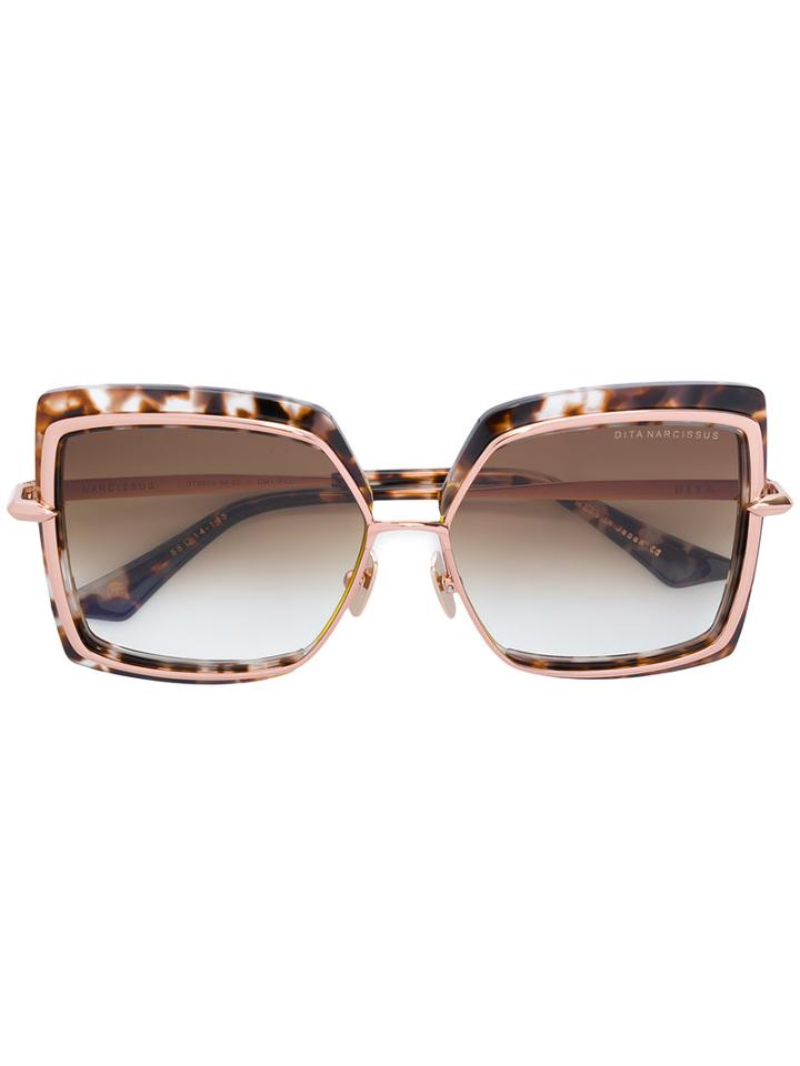 Dita Eyewear - Square Frame Sunglasses - Women - Acetate/metal (other) - 58, Brown, Acetate/metal (other)