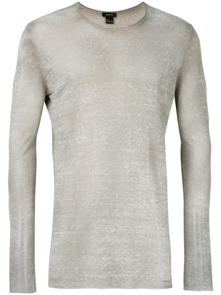 Avant Toi Sheer Fine Knit Sweater - Grey