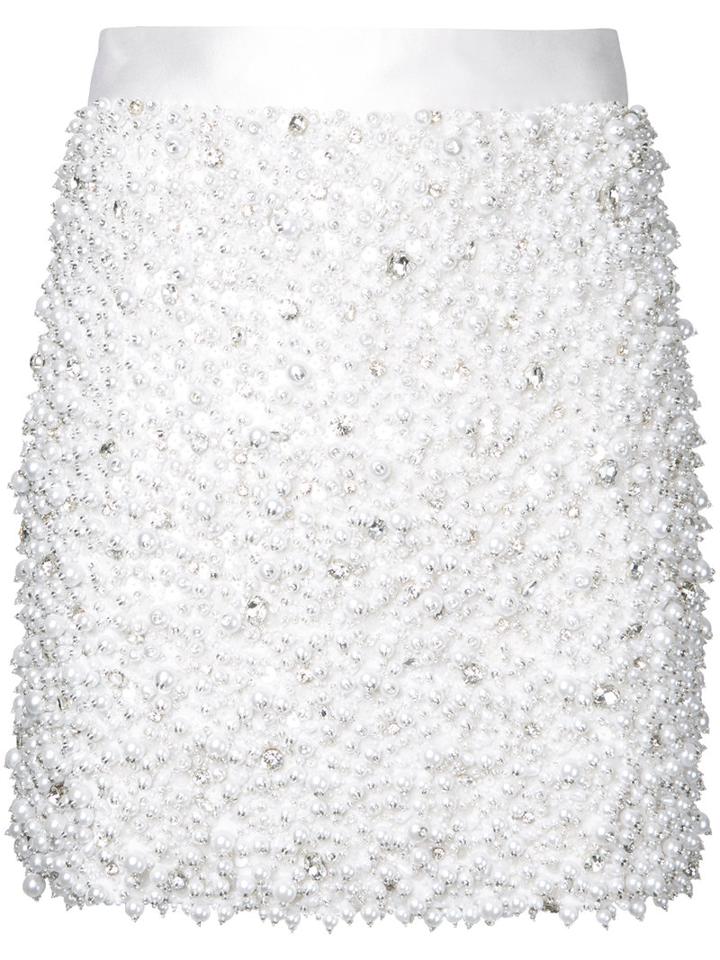 Rubin Singer Embellished Mini Skirt, Women's, Size: 4, White, Nylon