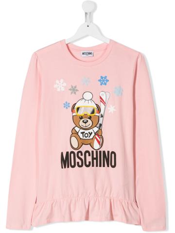 Moschino Kids Teen Ruffled Teddy Bear Ski Sweatshirt - Pink