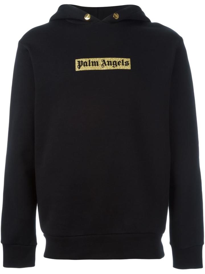 Palm Angels Logo Print Hoodie, Men's, Size: Small, Black, Cotton