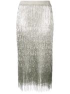 Rachel Zoe Fringed Pencil Skirt - Metallic