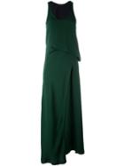 Cédric Charlier Draped Waist Maxi Dress, Women's, Size: 42, Grey, Silk
