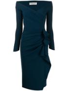 Le Petite Robe Di Chiara Boni Side Ruffle Fitted Dress - Blue