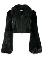 Prada Pre-owned 1990's Faux Fur Cropped Jacket - Black