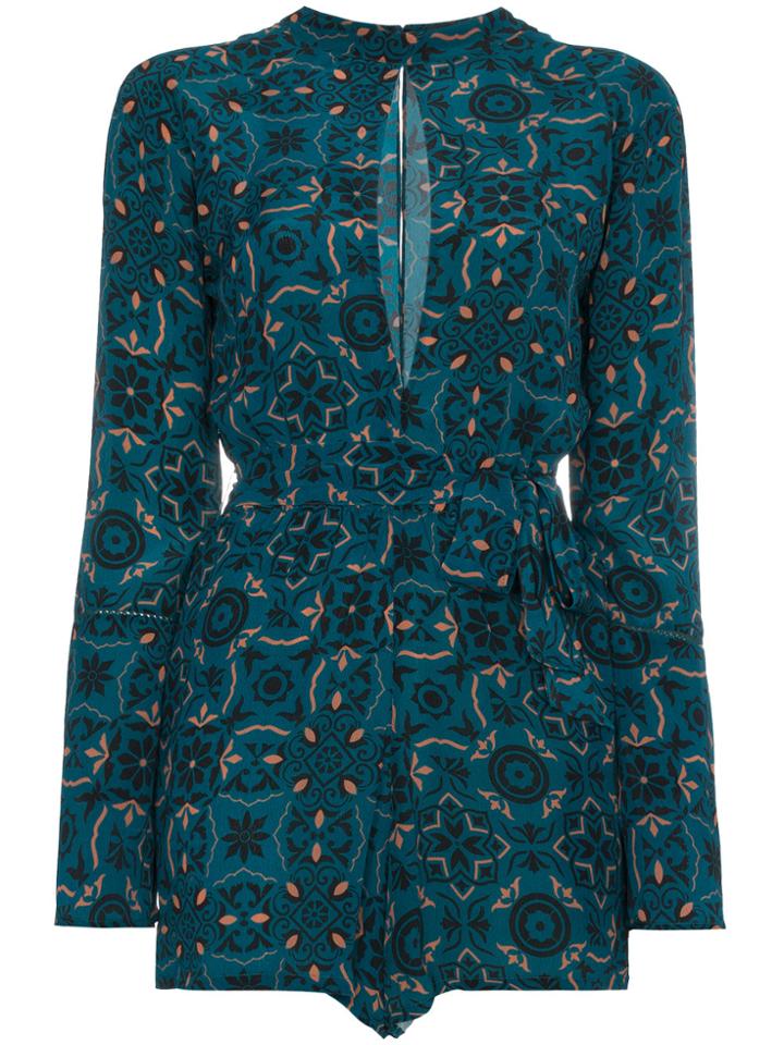A Peace Treaty Aveiro Keyhole Printed Playsuit - Green