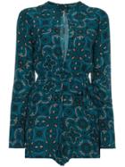 A Peace Treaty Aveiro Keyhole Printed Playsuit - Green